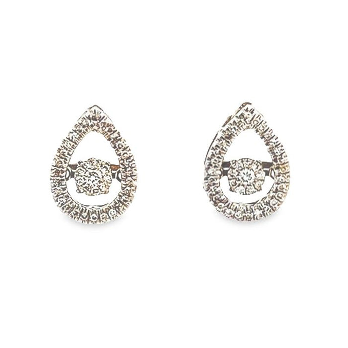 Estate "Rhythm of Love" Pear Shape Earrings in 14K White Gold