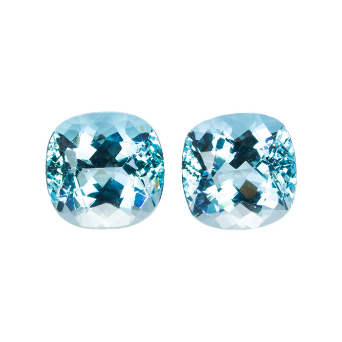 Roger Dery Aquamarine Square Cushion Matched Pair Loose Gemstones