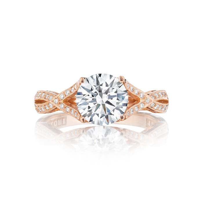 Tacori Ribbon Pretty in Pink Collection Engagement Ring Semi Mount 18K Rose Gold with .22CTW Diamonds