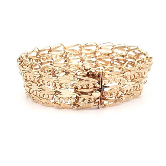 Estate Multi-Row Fancy Link Bracelet in 14K Yellow Gold