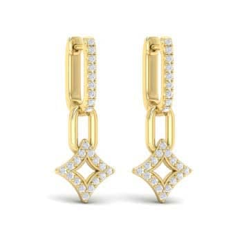 Vlora Estrella Diamond Link Earrings with Star Drop in 14K Yellow Gold