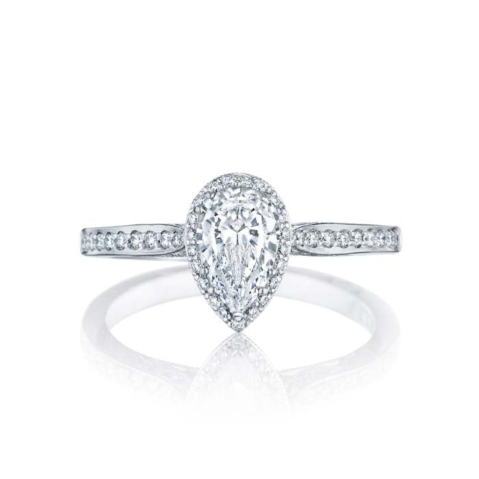 Tacori Dantela Engagement Ring Semi Mount in 18K White Gold with Diamonds