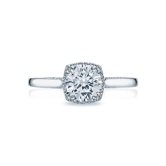 Tacori Dantela Collection Halo Engagement Ring Semi Mount 18K White Gold with Diamonds