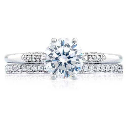 Tacori .11TW Simply Tacori 6-Prong Solitaire Engagement Ring Semi-Mounting in 18K White Gold