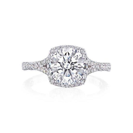 Tacori "Dantela" Cushion Bloom Engagement Ring Semi-Mounting in 18K White Gold