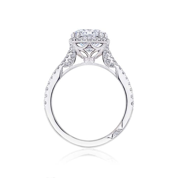 Tacori "Dantela" Cushion Bloom Engagement Ring Semi-Mounting in 18K White Gold