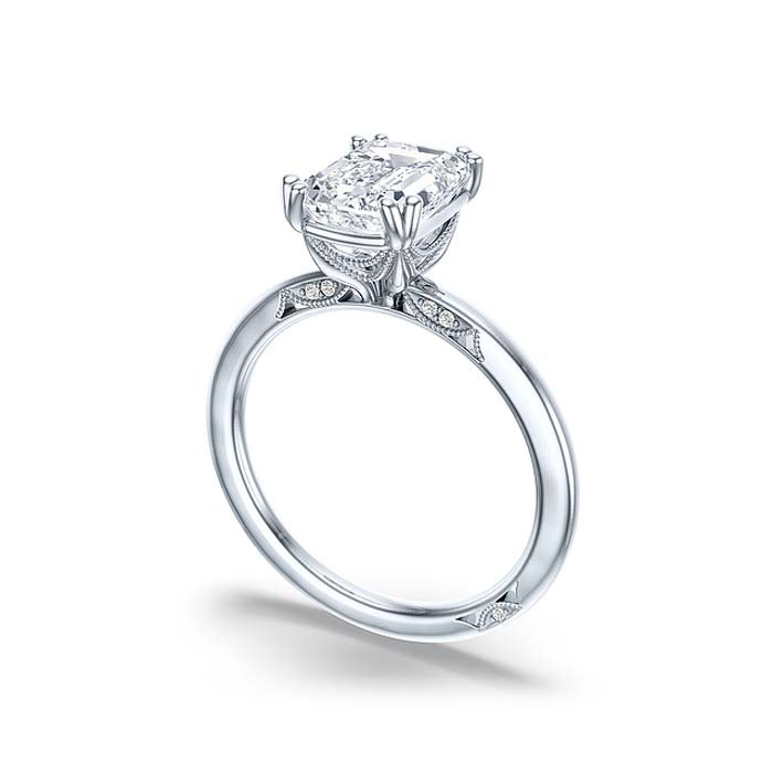 Tacori "Simply Tacori" Emerald-Cut Solitaire Engagement Ring Semi Mounting in 18K White Gold