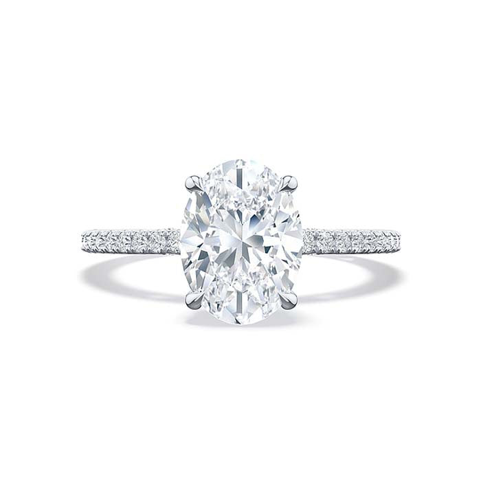 Tacori "Simply Tacori" Oval Soliatire Engagement Ring with Diamond Shoulders in 18K White Gold