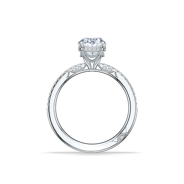 Tacori "Simply Tacori" Oval Soliatire Engagement Ring with Diamond Shoulders in 18K White Gold