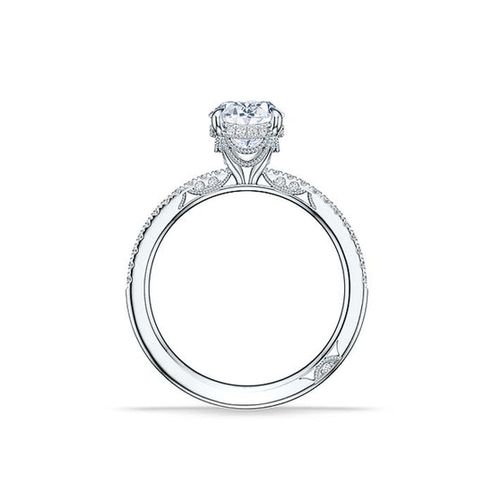 Tacori "Simply Tacori" Oval Soliatire Engagement Ring with Diamond Shoulders in 18K White Gold