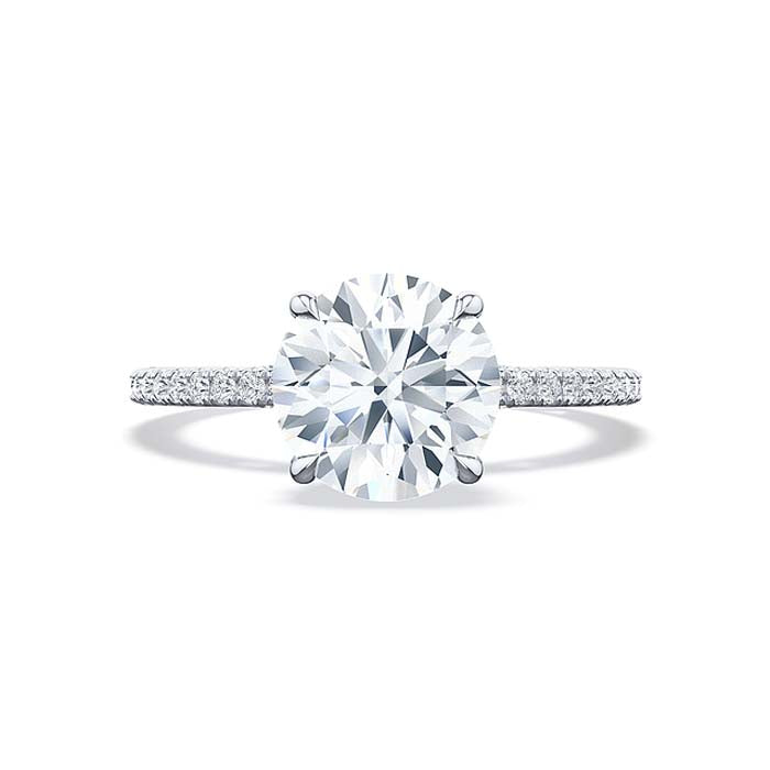 Tacori "Simply Tacori" Round Soliatire Engagement Ring with Diamond Shoulders in 18K White Gold