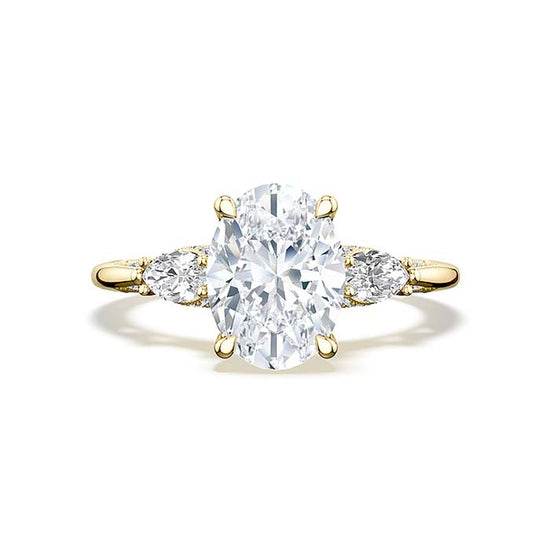 Tacori Oval/Marquise 3-Stone Engagement Ring Semi Mount in 18K Yellow Gold