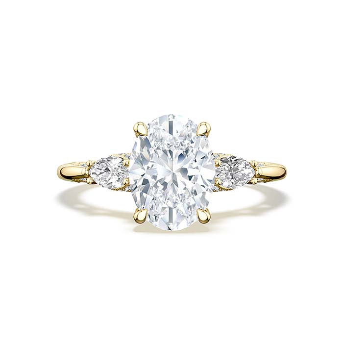 Tacori Oval/Marquise 3-Stone Engagement Ring Semi Mount in 18K Yellow Gold