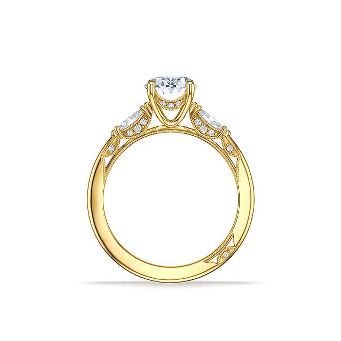 Tacori Oval/Marquise 3-Stone Engagement Ring Semi Mount in 18K Yellow Gold