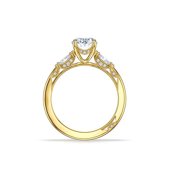 Tacori Oval/Marquise 3-Stone Engagement Ring Semi Mount in 18K Yellow Gold