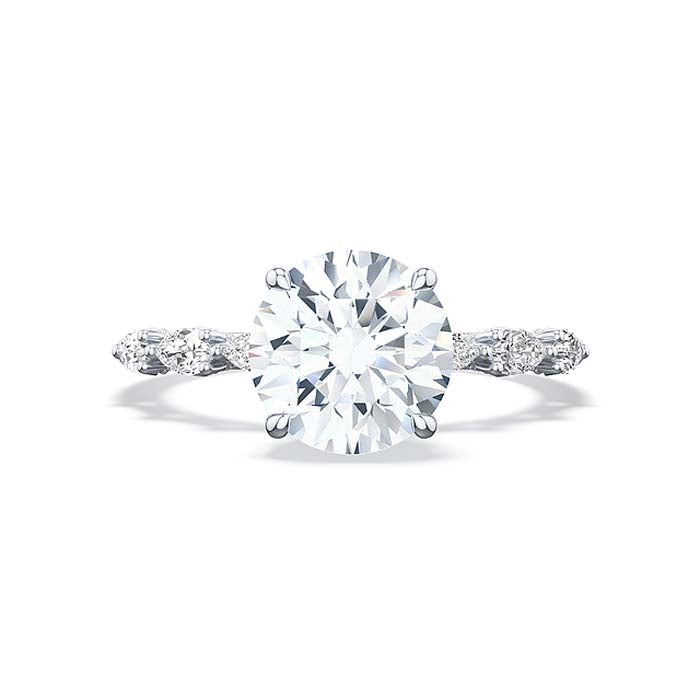 Tacori "Sculpted Crescent" Engagement Ring Semi-Mount with Pear-shaped Diamond Shoulders in 18K White Gold