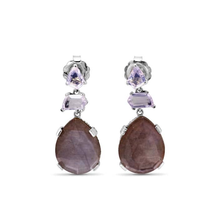 Stephen Dweck Galacticle Moonstone Natural Quartz and Mother of Pearl Drop Earrings in Sterling Silver