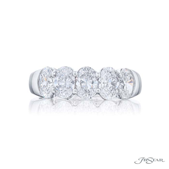 J B Star Five-Oval Diamond Band in Platinum