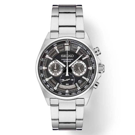 Seiko Essentials 41MM Black Dial Chronograph Watch in Stainless Steel