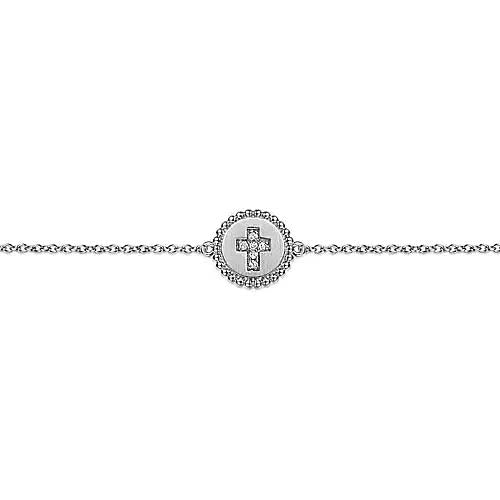 Gabriel & Co. Bujukan Diamond Cross Bracelet in Sterling Silver