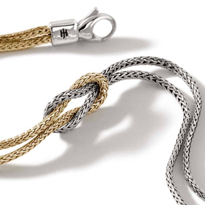 John Hardy Manah Classic Chain Love Knot Bracelet in Sterling Silver and 14K Yellow Gold