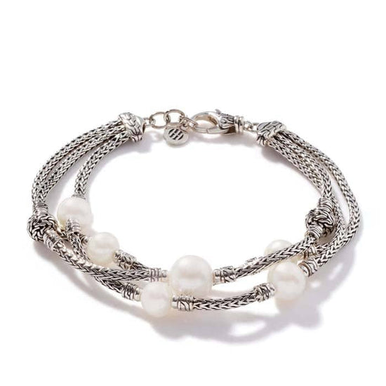 John Hardy Pearl Classic Chain Triple Row Bracelet in Sterling Silver