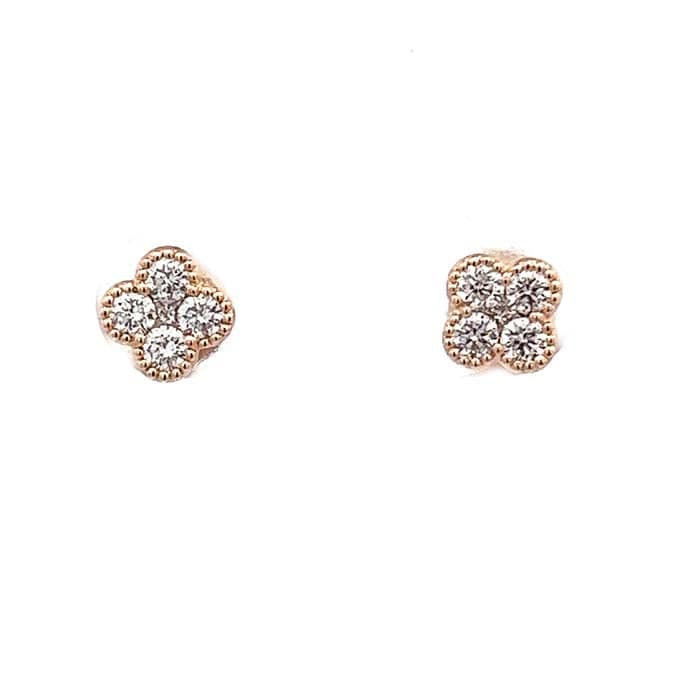 Mountz Collection 4-Petal Small Clover Stud Earrings in 14K Yellow Gold