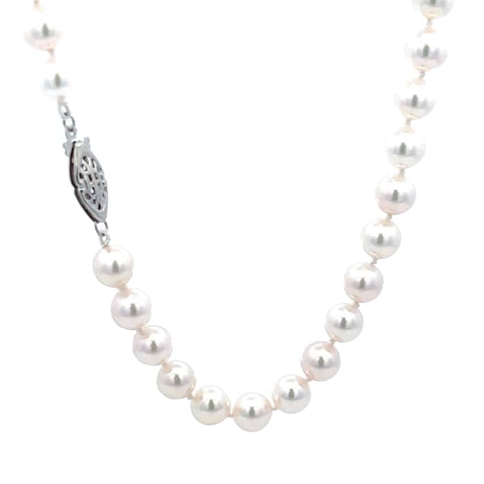 Mountz Collection 18" 7.7.5MM Cultured Pearl Strand with 14K White Gold Clasp