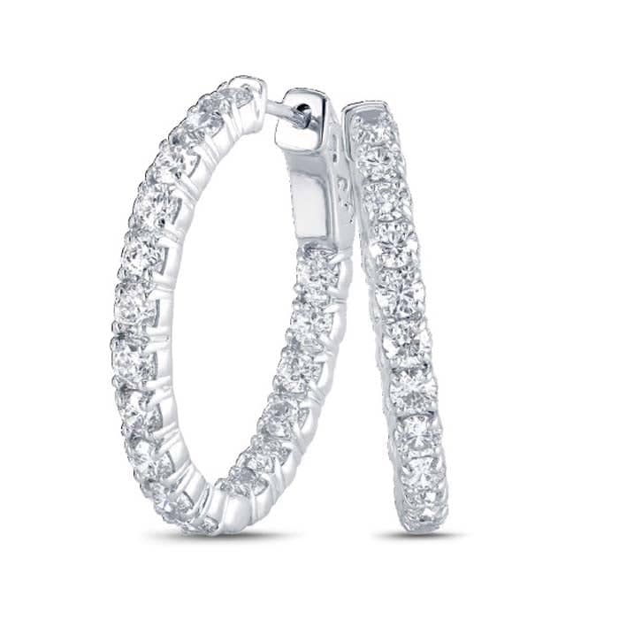 Mountz Collection 2.00CTW Inside/Outside Oval Diamond Hoop Earrings in 14K White Gold