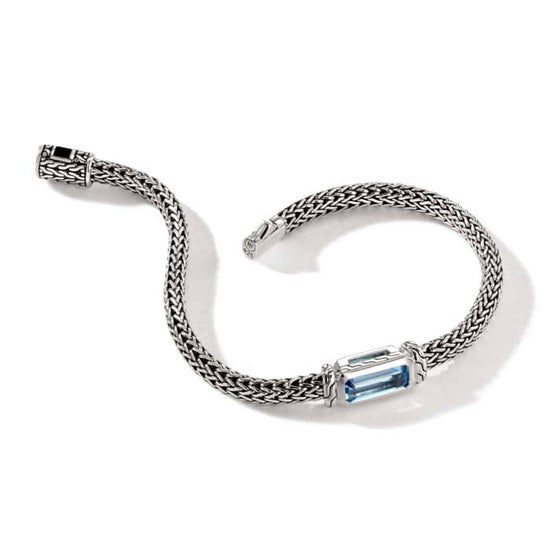 John Hardy London Blue Topaz Classic Chain Station Bracelet in Sterling Silver