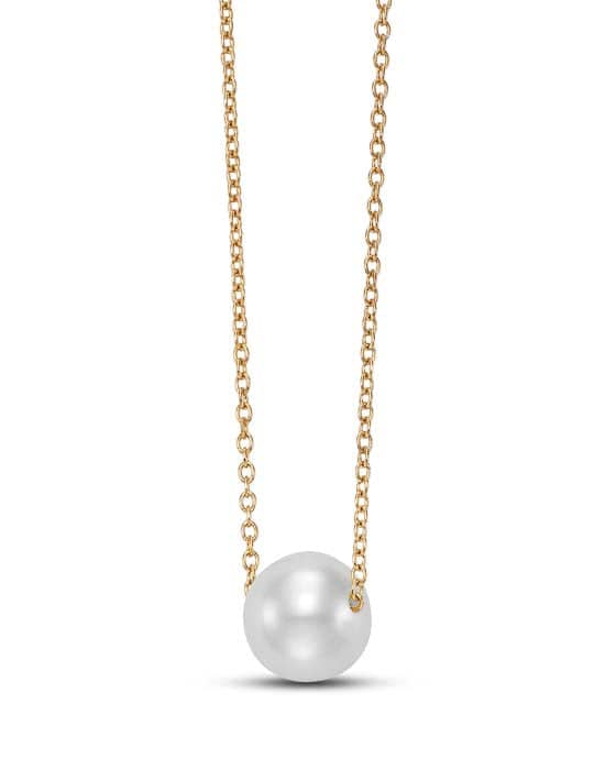 Mastoloni 18" 7.5-8mm Freshwater Cultured Pearl Floating Necklace in 14K Yellow Gold