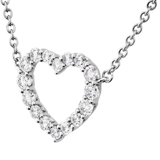 Hearts On Fire .34-.44CTW Medium Signature Heart Pendant in 18K White Gold