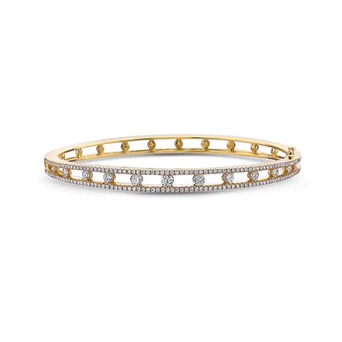 Charles Krypell Diamond Air Oval Bangle Bracelet in 18K Yellow Gold