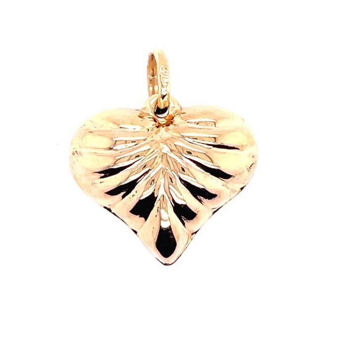 Estate Puffed Heart Charm in 14K Yellow Gold