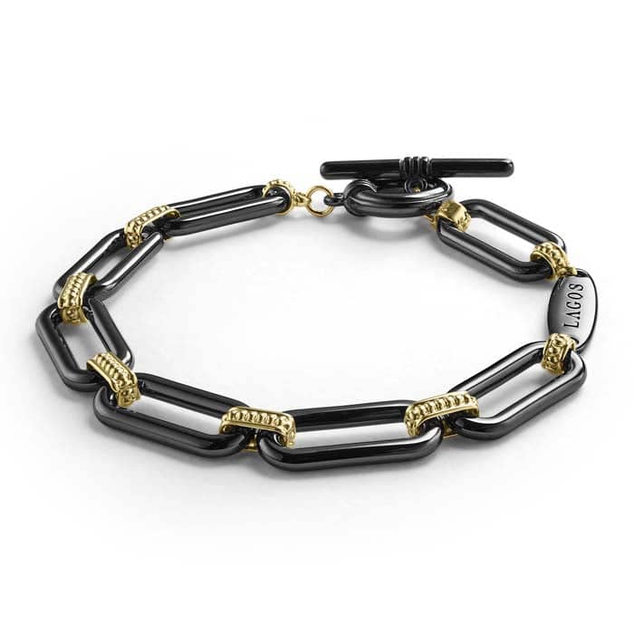 LAGOS 18K Signature Caviar Black Ceramic Toggle Bracelet