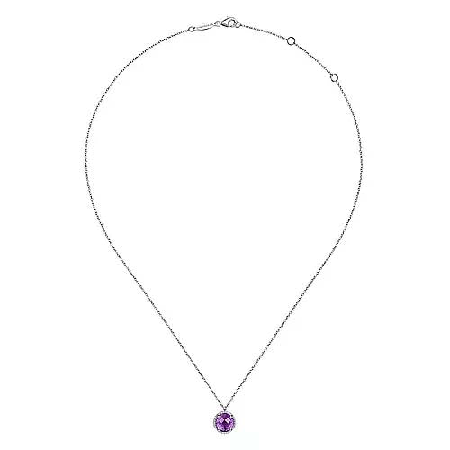 Gabriel & Co. Amethyst Bujukan Pendant Necklace in Sterling Silver