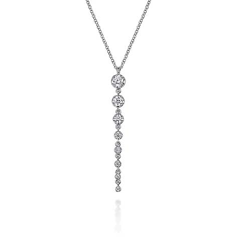 Gabriel & Co. Tapered Diamond Drop Pendant Necklace in 14K White Gold