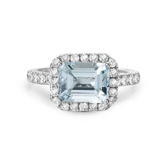 Charles Krypell Precious Pastel Aquamarine and Diamond Ring in 18K White Gold