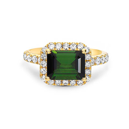 Charles Krypell Precious Pastel Green Tourmaline and Diamond Ring in 18K Yellow Gold