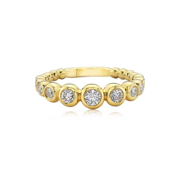 Charles Krypell Diamond Bubble Tapered Stacking Ring in 18K Yellow Gold