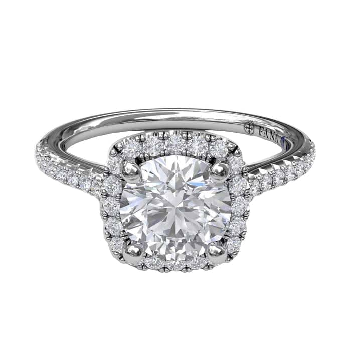 Fana .33TW Diamond Halo Engagement Ring Semi-Mounting in 14K White Gold