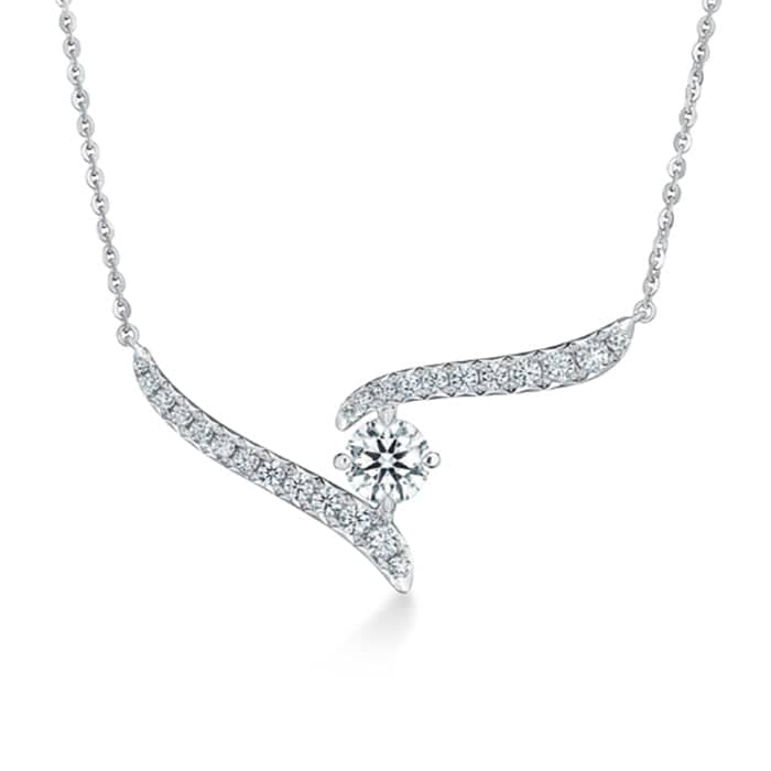 Hearts On Fire 18" 1.0CTW VELA Crossover Pendant Necklace in 18K White Gold