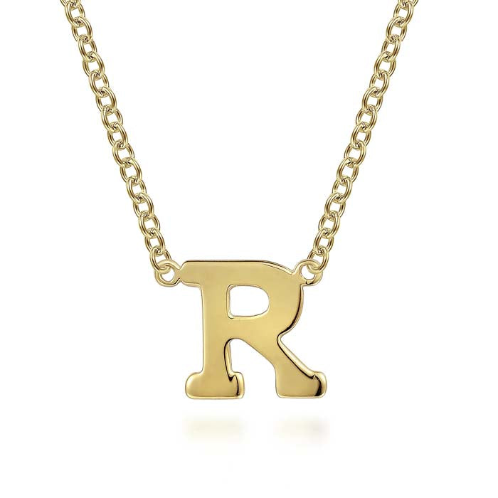 Gabriel & Co. Initial "R" Pendant Necklace in 14K Yellow Gold