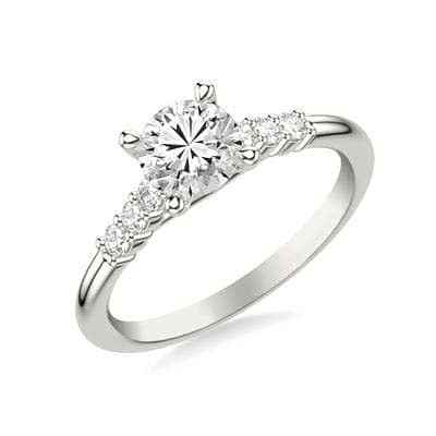 Mountz Collection .50CT Round Center Classic Diamond Engagement Ring in 14K White Gold