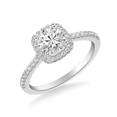 Mountz Collection .70ct Round Center Cushion Halo Engagement Ring in 14K White Gold