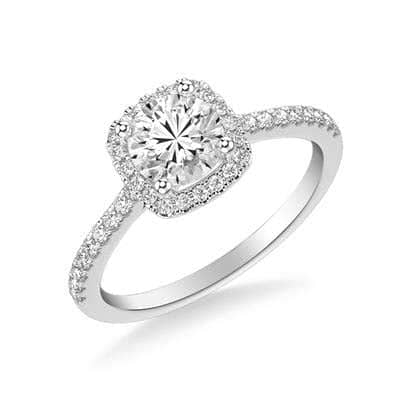 Mountz Collection .50ct Round Center Cushion Halo Engagement Ring in 14K White Gold
