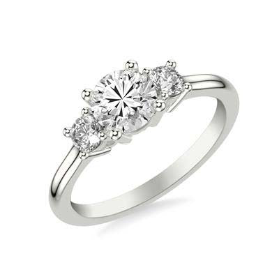 Mountz Collection .70 Center Round Three Stone Engagement Ring in 14K White Gold