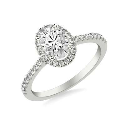 Mountz Collection 1.0CT Oval Diamond Center Halo Engagement Ring in 14K White Gold