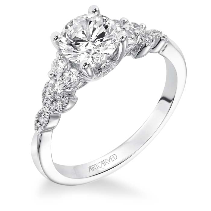 ArtCarved "Adeline" Engagement Ring Semi-Mounting in 14K White Gold