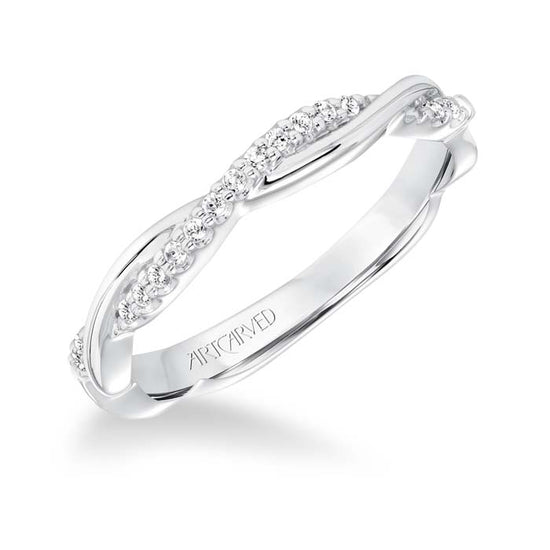 Artcarved .11CTW  Contemporary Twist Diamond Wedding Band in 14K White Gold